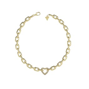 Guess JUBN05015JWYGT/U Crystal Heart Necklet - J42273