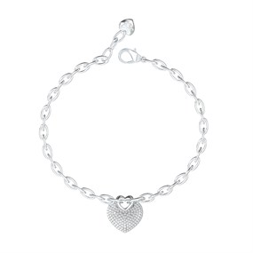 Guess JUBB05214JWRHL Silver Tone Crystal Heart Bracelet - J42277