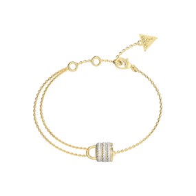 Guess JUBB05418YG Gold Tone Crystal Padlock Bracelet - J42296