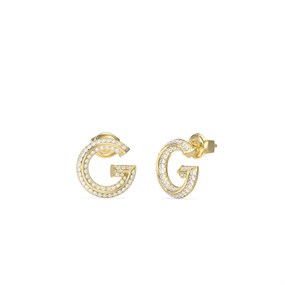 Guess JUBE05443YG Gold Tone Crystal G Stud Earrings - J42299