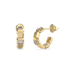 Guess UBE06183YG Gold Tone Crystal Cube Hoop Earrings - J42329