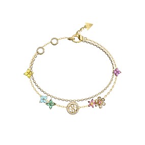 Guess UBB06029YGMCL Gold Tone Multi Flower Bracelet - J42335