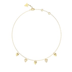 Guess UBN06081YG Gold Tone Crystal Heart Charm Necklace - J42338