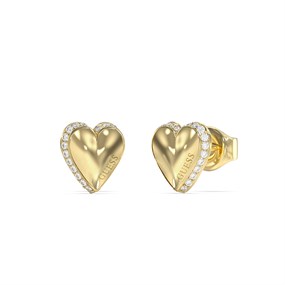 Guess UBE06092YG Gold Tone Crystal Heart Stud Earrings - J42340