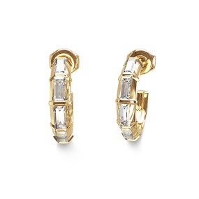 Guess JUBE06332JWYGT/U Gold Tone Crystal Hoop Earrings - J42345