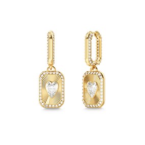 Guess JUBE06354JWYGT/U Gold Tone Love Tag Drop Earrings - J42349