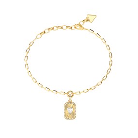 Guess JUBB06358JWYGL Gold Tone Love Tag Charm Bracelet - J42350