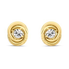 GUESS JUBE04065JWYG Gold Tone Crystal Links Stud Earrings - J42452