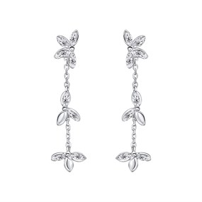 Laura Ashley LA071 Tumbling Floral CZ Drop Earrings - J4338