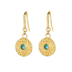Laura Ashley LA094 Leaf Border Green Drop Earrings - J4344