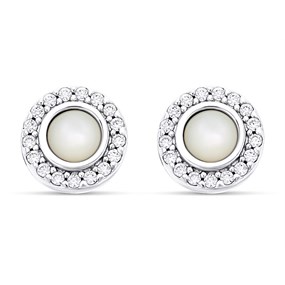 Fossil JFS00537040 Silver Mother Of Pearl Stud Earrings - J4877