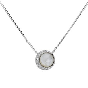 Fossil JFS00579040 Silver Mother Of Pearl And Cubic Zirconia Necklace - J4891