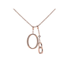 Fossil JF03350791 Rose IP Crystal Set Double Drop Pendant Necklace - J49199
