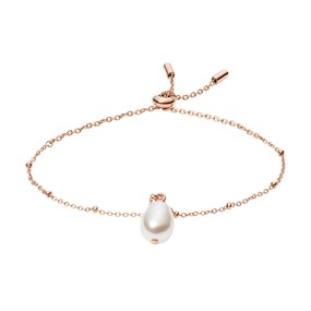 Fossil JF03642791 Rose IP Steel Simulated Pearl Bracelet - J49243