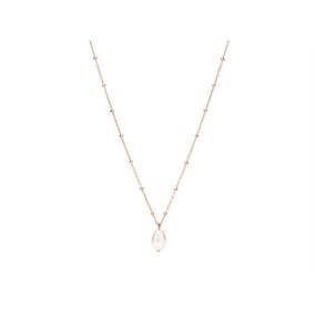 Fossil JF03643791 Rose IP Steel Simulated Pearl Necklace - J49244