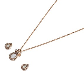 Fossil JF04029791 Rose IP Mother Of Pearl Necklace And Earrings Set - J49292