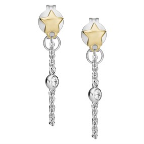 Fossil JFS00559998 Silver Cubic Zirconia Star Front To Back Drop Earrings - J49312