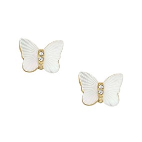 Fossil JF04422710 Mother Of Pearl Butterfly Stud Earrings - J49319