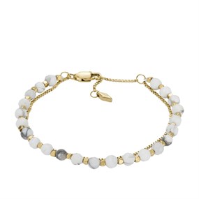 Fossil JF04443710 Howlite And Brass Bead Bracelet - J49324
