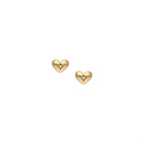 Fossil JF04832710 Yellow IP Stone Set Heart Stud Earrings - J49370