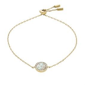 Fossil JF04866710 Yellow Tone IP Mother Of Pearl And CZ Bracelet - J49376