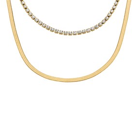 Fossil JF04939710 Yellow IP Crystal Double Strand Necklace - J49398