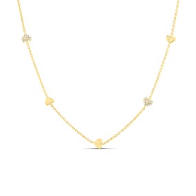 Fossil JA7298710 Gold Tone Crystal Heart Necklace - J49412