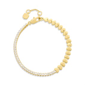Fossil JA7303710 Yellow IP CZ Tennis and Heart Bracelet - J49413