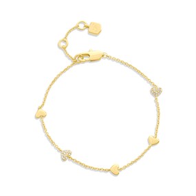 Fossil JA7299710 Gold Tone Crystal Heart Bracelet - J49414