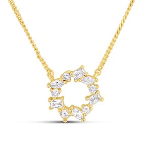 Fossil JA7295710 Gold Tone CZ Circle Necklace - J49415