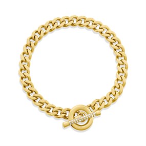 Fossil JF04957710 Gold Tone T-Bar Bracelet - J49419