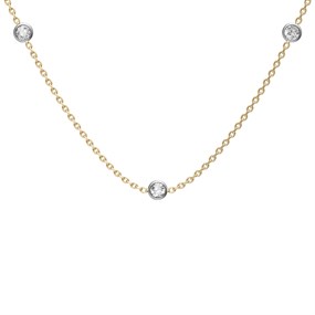 Fossil JF05017998 Two Tone CZ Station Necklace - J49440
