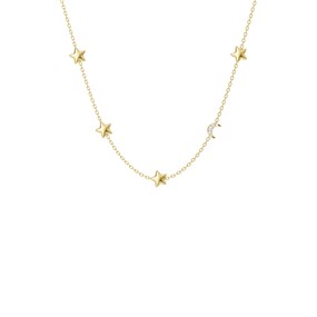Fossil JA7337710 Gold Tone Moon And Stars Necklace - J49442