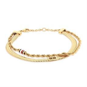 Tommy Hilfiger 2780982 Stainless Steel Gold Tone Double Strand Bracelet - J73100