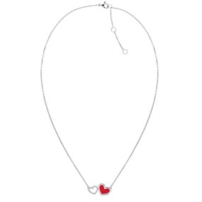 Tommy Hilfiger 2780746 Crystal And Red Enamel Heart Necklace 