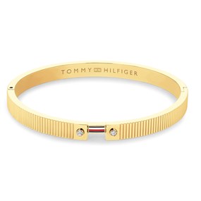 Tommy Hilfiger 2781048 Stainless Steel Gold Tone Crystal Bangle - J7390