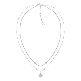 Tommy Hilfiger 2781009 Stainless Steel Double Strand Heart Necklace - J7399