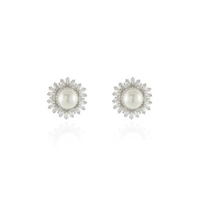 Cachet Betsy Cubic Zirconia Simulated Pearl Stud Earrings - J74120