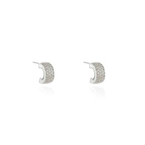 Cachet Silver Tone CZ Huggie Earrings - J74184