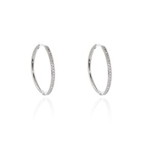 Cachet Silver Tone CZ Hoop Earrings - J74193