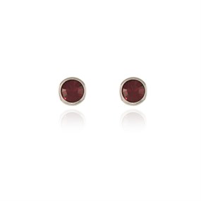 Cachet Silver Tone Red CZ Stud Earrings - J74202