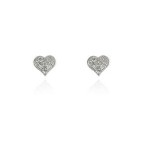 Cachet Silver Tone CZ Heart Stud Earrings - J74203