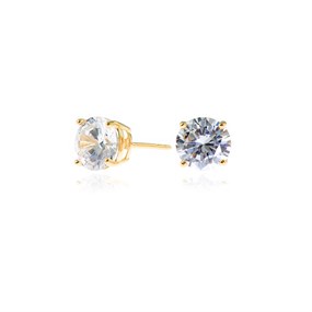 Cachet Gold Plated Silver CZ 8mm Stud Earrings - J74212