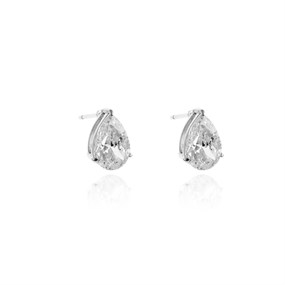 Cachet Silver Tone Layla CZ Teardrop Stud Earrings - J74230