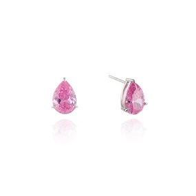 Cachet Silver Tone Layla Pink CZ Teardrop Stud Earrings - J74231