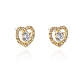 Cachet Gold Tone Cora CZ Heart Stud Earrings - J74239