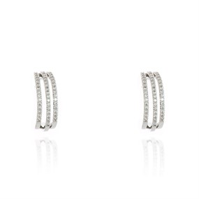 Cachet Silver Tone Domani CZ Hoop Earrings - J74243