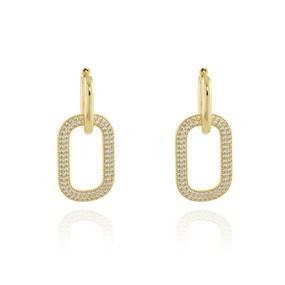 Cachet Gold Tone Sela CZ Hoop Drop Earrings - J74244