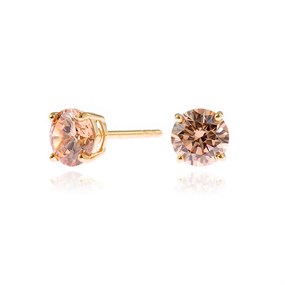 Cachet Lana Gold Plated Silver Champagne Cubic Zirconia Stud Earrings - J7465