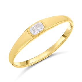 Viva Gold Tone Steel CZ Bangle - J76158